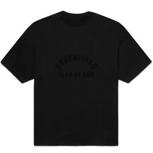Essentials Fear of God Jet Black Arch Logo T-Shirt (XXS–XXL, 3 Size Oversized)